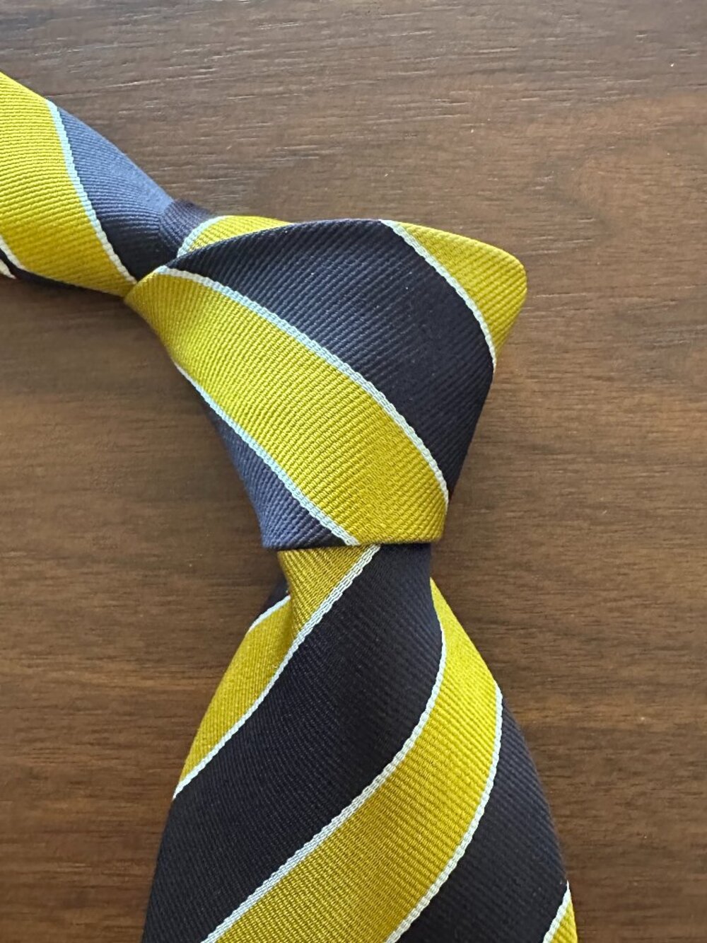 Prada Navy Yellow Striped Silk Tie